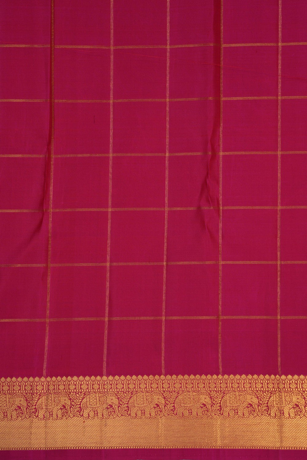 Image of Kanchipuram Silk Kattam Orange Saree